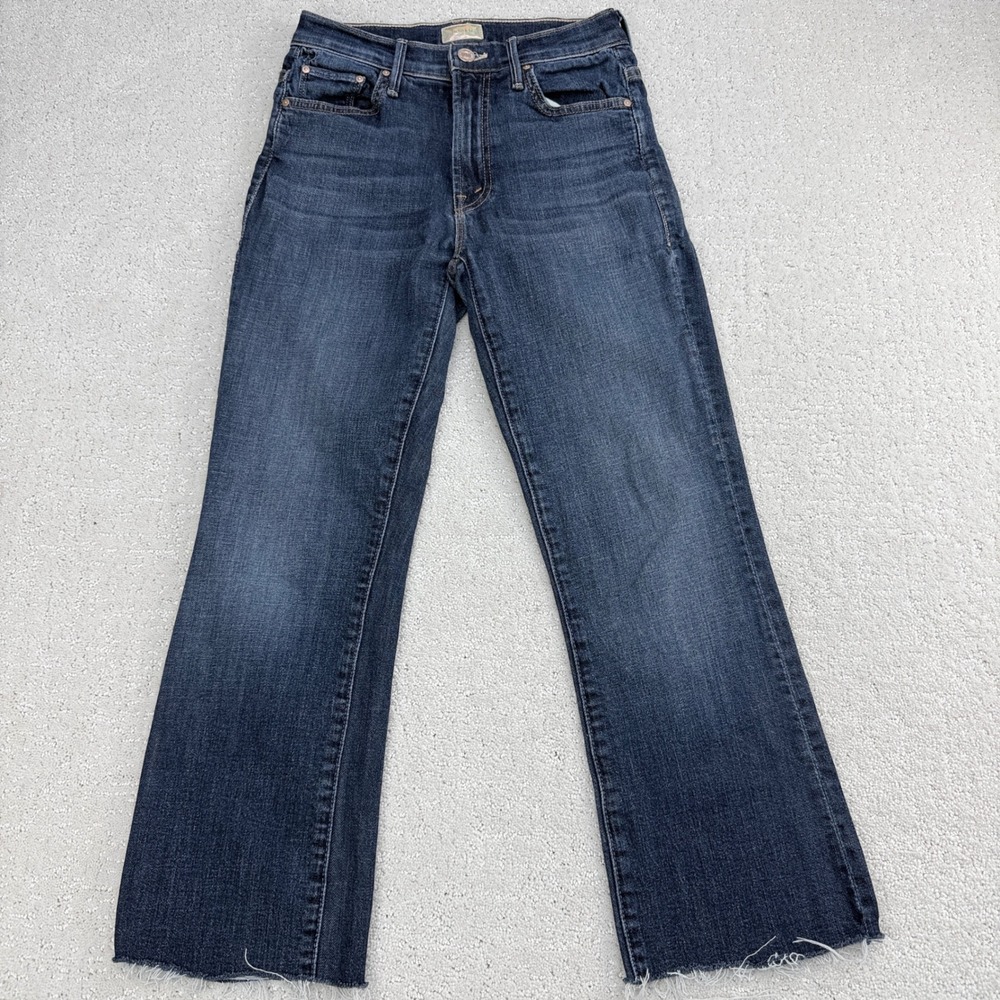 MOTHER The Insider Crop Step Fray Jeans Girl Crush Dark Wash Bootcut Women's 25